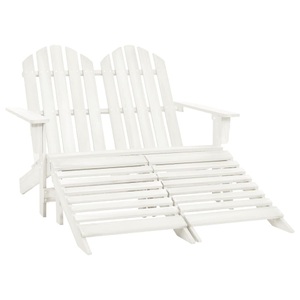 vidaXL, vidaXL 2-Sitzer Adirondack-Gartenbank mit Fußstütze Tannenholz Weiß, vidaXL Adirondack-Gartenbank 2-Sitzer mit Fußteil Tannenholz Weiß