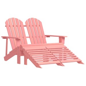 vidaXL, vidaXL 2-Sitzer Adirondack-Gartenbank mit Fußstütze Tannenholz Rosa