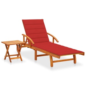 vidaXL, vidaXL Sonnenliege mit Tisch und Auflage Akazie Massivholz