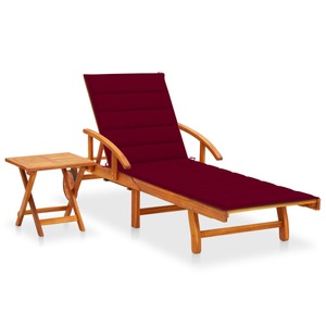 vidaXL, vidaXL Sonnenliege mit Tisch und Auflage Akazie Massivholz