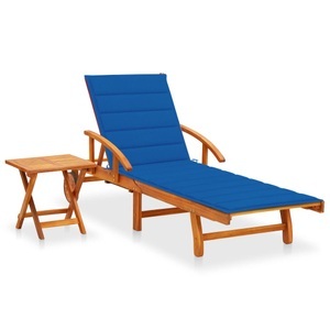 vidaXL, vidaXL Sonnenliege mit Tisch und Auflage Akazie Massivholz