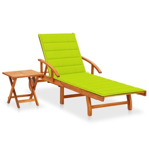 vidaXL, vidaXL Sonnenliege mit Tisch und Auflage Akazie Massivholz