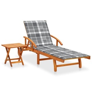 vidaXL, vidaXL Sonnenliege mit Tisch und Auflage Akazie Massivholz