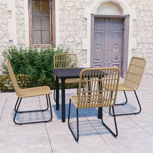 vidaXL, vidaXL 5-tlg. Garten-Essgruppe Poly Rattan und Glas, 