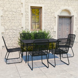 vidaXL, vidaXL 7-tlg. Garten-Essgruppe Poly Rattan und Glas, vidaXL 7-tlg. Garten-Essgruppe Poly Rattan und Glas