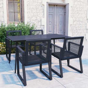 vidaXL, vidaXL 5-tlg. Garten-Essgruppe PVC Rattan Schwarz, vidaXL 5-tlg. Garten-Essgruppe PVC Rattan Schwarz