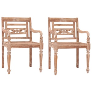 vidaXL, vidaXL Batavia-Stühle 2 Stk. Massivholz Teak Getüncht, vidaXL Batavia-Stühle 2 Stk. Massivholz Teak Getüncht