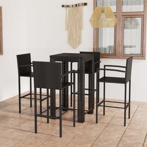 vidaXL, vidaXL 5-tlg. Garten-Bar-Set mit Armlehnen Poly Rattan Schwarz, 
