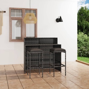 vidaXL, vidaXL 3-tlg. Gartenbar-Set mit Kissen Grau