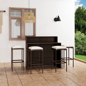 vidaXL, vidaXL 5-tlg. Gartenbar-Set mit Kissen Braun