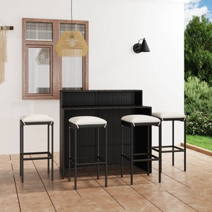 vidaXL, vidaXL 5-tlg. Gartenbar-Set mit Kissen Schwarz, 