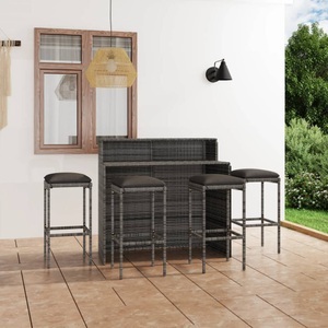 vidaXL, vidaXL 5-tlg. Gartenbar-Set mit Kissen Grau