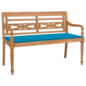 vidaXL, vidaXL Batavia-Gartenbank mit Blauem Kissen 120 cm Teak Massivholz