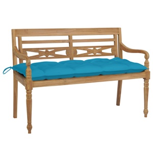 vidaXL, vidaXL Batavia-Gartenbank mit Hellblauem Kissen 120 cm Teak Massivholz