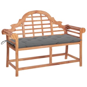 vidaXL, vidaXL Gartenbank mit Grauer Auflage 120 cm Massivholz Teak, 