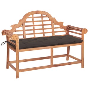 vidaXL, vidaXL Gartenbank mit Taupe Auflage 120 cm Massivholz Teak, 
