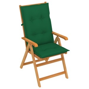 vidaXL, vidaXL Gartenstuhl mit Grünen Kissen Massivholz Teak, 