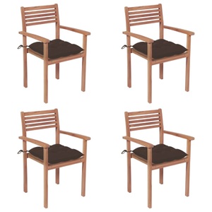 vidaXL, vidaXL Gartenstühle 4 Stk. mit Taupe Kissen Massivholz Teak, 