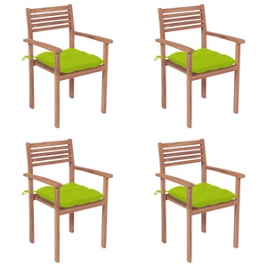 vidaXL, vidaXL Gartenstühle 4 Stk. mit Hellgrünen Kissen Massivholz Teak, 