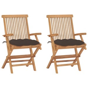 vidaXL, vidaXL Gartenstühle mit Taupe Kissen 2 Stk. Massivholz Teak