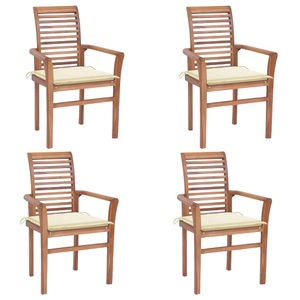 vidaXL, vidaXL Essstühle 4 Stk. mit Cremeweißen Kissen Massivholz Teak, 