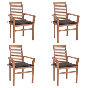 vidaXL, vidaXL Essstühle 4 Stk. mit Taupe Kissen Massivholz Teak, 