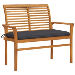vidaXL, vidaXL Gartenbank mit Anthrazit Auflage 112 cm Massivholz Teak, vidaXL Gartenbank mit Anthrazit Auflage 112 cm Massivholz Teak