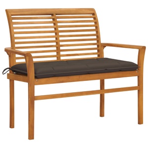 vidaXL, vidaXL Gartenbank mit Taupe Auflage 112 cm Massivholz Teak, 