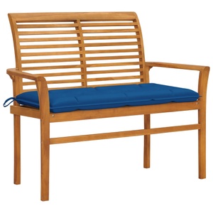 vidaXL, vidaXL Gartenbank mit Blauer Auflage 112 cm Massivholz Teak, 