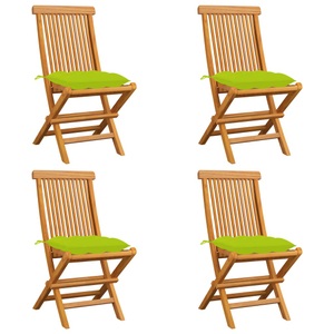 vidaXL, vidaXL Gartenstühle mit Hellgrünen Kissen 4 Stk. Massivholz Teak, vidaXL Gartenstühle mit Hellgrünen Kissen 4 Stk. Massivholz Teak