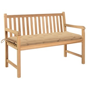 vidaXL, vidaXL Gartenbank mit Beige Auflage 120 cm Massivholz Teak, 