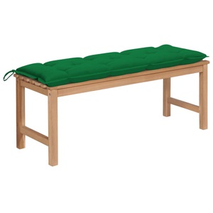 vidaXL, vidaXL Gartenbank mit Grüner Auflage 120 cm Massivholz Teak, 