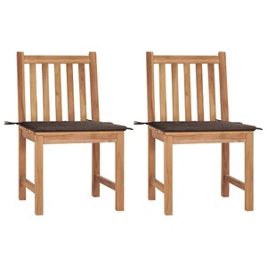 vidaXL, vidaXL Gartenstühle 2 Stk. mit Kissen Massivholz Teak