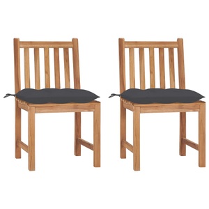 vidaXL, vidaXL Gartenstühle 2 Stk. mit Kissen Massivholz Teak, vidaXL Gartenstühle 2 Stk. mit Kissen Massivholz Teak