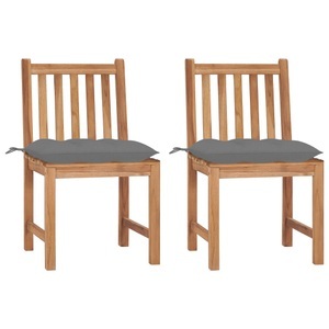 vidaXL, vidaXL Gartenstühle 2 Stk. mit Kissen Massivholz Teak, vidaXL Gartenstühle 2 Stk. mit Kissen Massivholz Teak