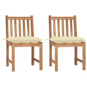 vidaXL, vidaXL Gartenstühle 2 Stk. mit Kissen Massivholz Teak