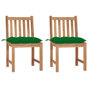 vidaXL, vidaXL Gartenstühle 2 Stk. mit Kissen Massivholz Teak, vidaXL Gartenstühle 2 Stk. mit Kissen Massivholz Teak