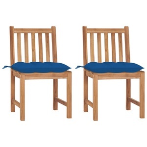 vidaXL, vidaXL Gartenstühle 2 Stk. mit Kissen Massivholz Teak, vidaXL Gartenstühle 2 Stk. mit Kissen Massivholz Teak