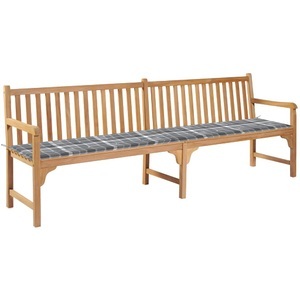vidaXL, vidaXL Gartenbank mit Auflage Grau Karomuster 240 cm Massivholz Teak, 