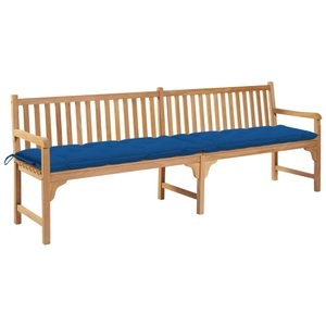 vidaXL, vidaXL Gartenbank mit Blauer Auflage 240 cm Massivholz Teak, 