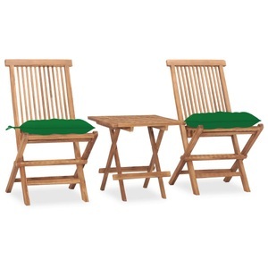 vidaXL, vidaXL 3-tlg. Garten-Essgruppe mit Kissen Klappbar Massivholz Teak, vidaXL 3-tlg. Garten-Essgruppe mit Kissen Klappbar Massivholz Teak