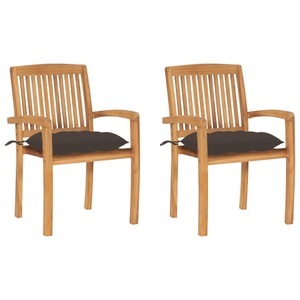 vidaXL, vidaXL Gartenstühle 2 Stk. mit Taupe Kissen Massivholz Teak