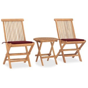 vidaXL, vidaXL 3-tlg. Garten-Essgruppe mit Kissen Klappbar Massivholz Teak, vidaXL 3-tlg. Garten-Essgruppe mit Kissen Klappbar Massivholz Teak