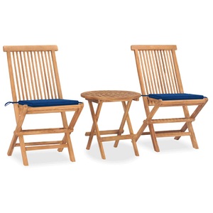 vidaXL, vidaXL 3-tlg. Garten-Essgruppe mit Kissen Klappbar Massivholz Teak, vidaXL 3-tlg. Garten-Essgruppe mit Kissen Klappbar Massivholz Teak