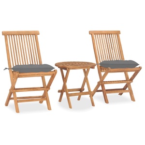 vidaXL, vidaXL 3-tlg. Garten-Essgruppe mit Kissen Klappbar Massivholz Teak, vidaXL 3-tlg. Garten-Essgruppe mit Kissen Klappbar Massivholz Teak