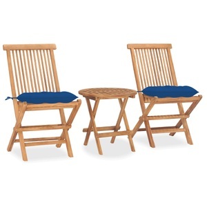 vidaXL, vidaXL 3-tlg. Garten-Essgruppe mit Kissen Klappbar Massivholz Teak, 