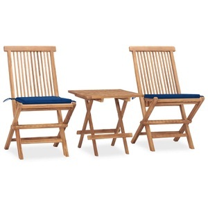vidaXL, vidaXL 3-tlg. Garten-Essgruppe mit Kissen Klappbar Massivholz Teak, vidaXL 3-tlg. Garten-Essgruppe mit Kissen Klappbar Massivholz Teak