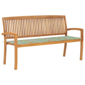 vidaXL, vidaXL Stapelbare Gartenbank mit Auflage 159 cm Massivholz Teak, 