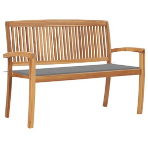 vidaXL, vidaXL Stapelbare Gartenbank mit Auflage 128,5 cm Massivholz Teak