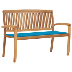 vidaXL, vidaXL Stapelbare Gartenbank mit Auflage 128,5 cm Massivholz Teak, 
